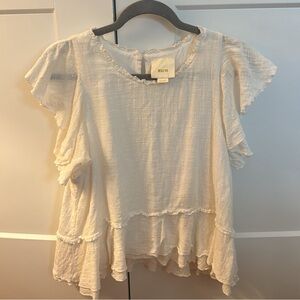 Maeve white flutter sleeve blouse - large